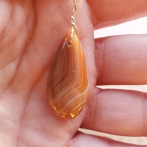 New Orange Onyx Agate Dangle Earrings. - Picture 14 of 16